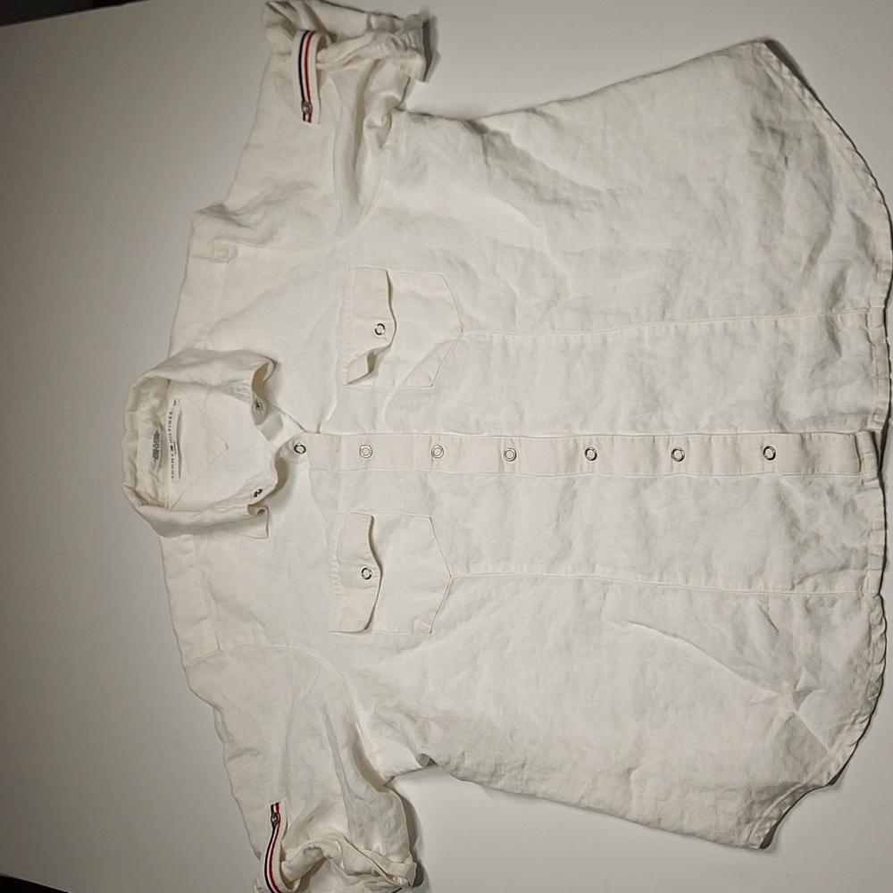 Tommy Hilfiger Women  100% Linen Button down Shirt Size 1X
